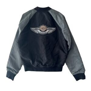 Harley Davidson Black Nylon 100 Year Anniversary 2003 Bomber Jacket Small LN